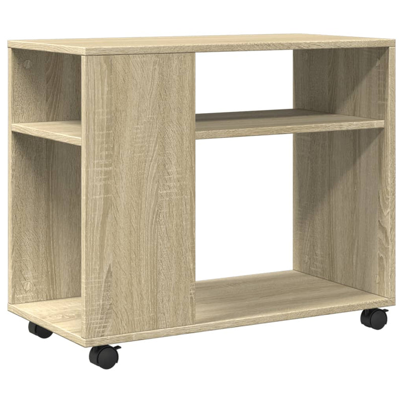 Masă laterală cu roți stejar sonoma 70x35x60 cm lemn prelucrat