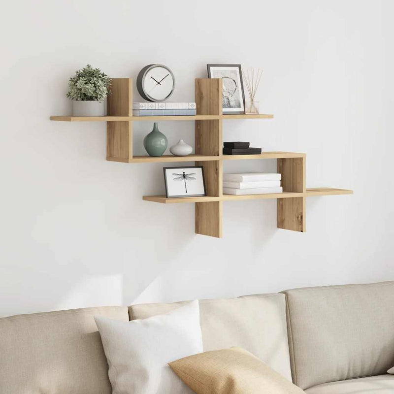 Raft de perete stejar artizanal 124,5x18x60,5 cm lemn prelucrat