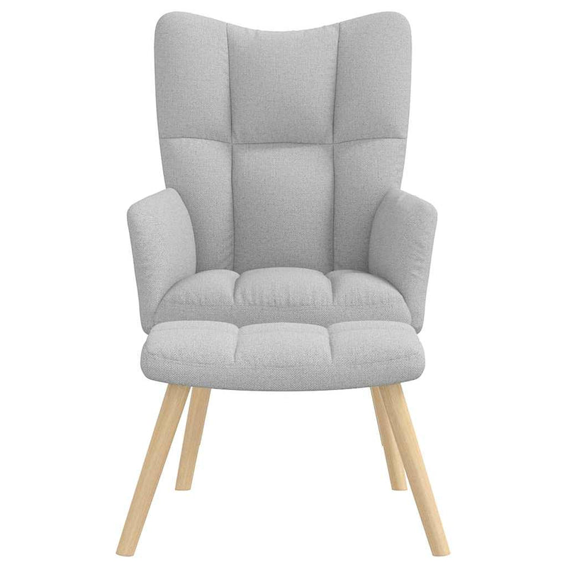 Scaun de relaxare cu taburet din material gri nor