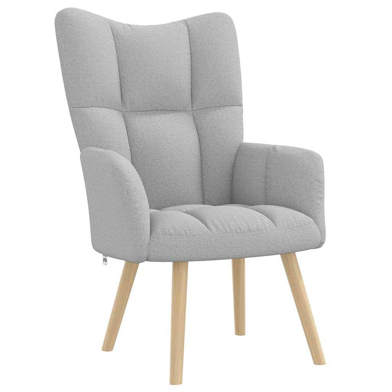 Scaun de relaxare cu taburet din material gri nor