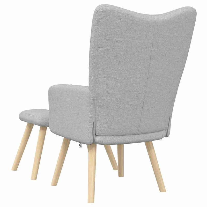 Scaun de relaxare cu taburet din material gri nor
