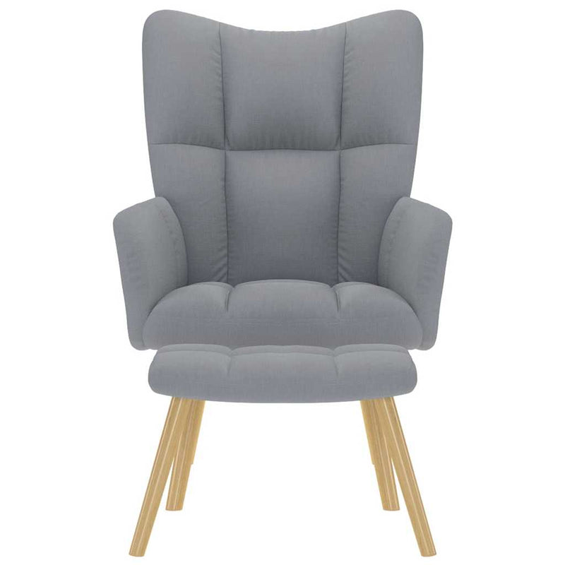 Scaun de relaxare cu taburet, gri deschis, textil