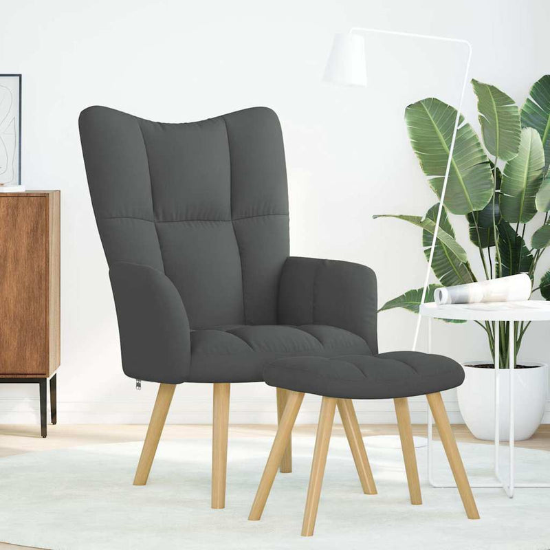Scaun de relaxare cu taburet, gri deschis, textil