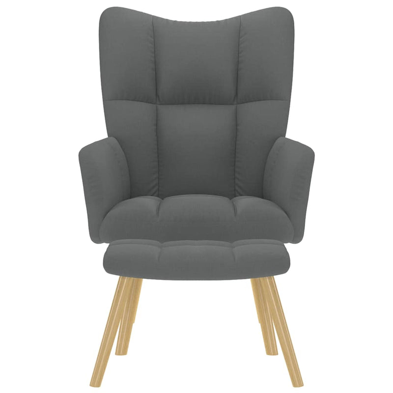 Scaun de relaxare cu taburet, gri deschis, textil