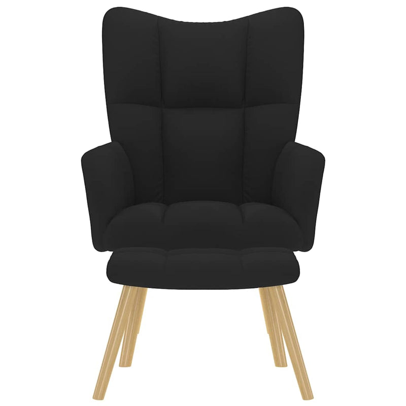 Scaun de relaxare cu taburet, negru, textil