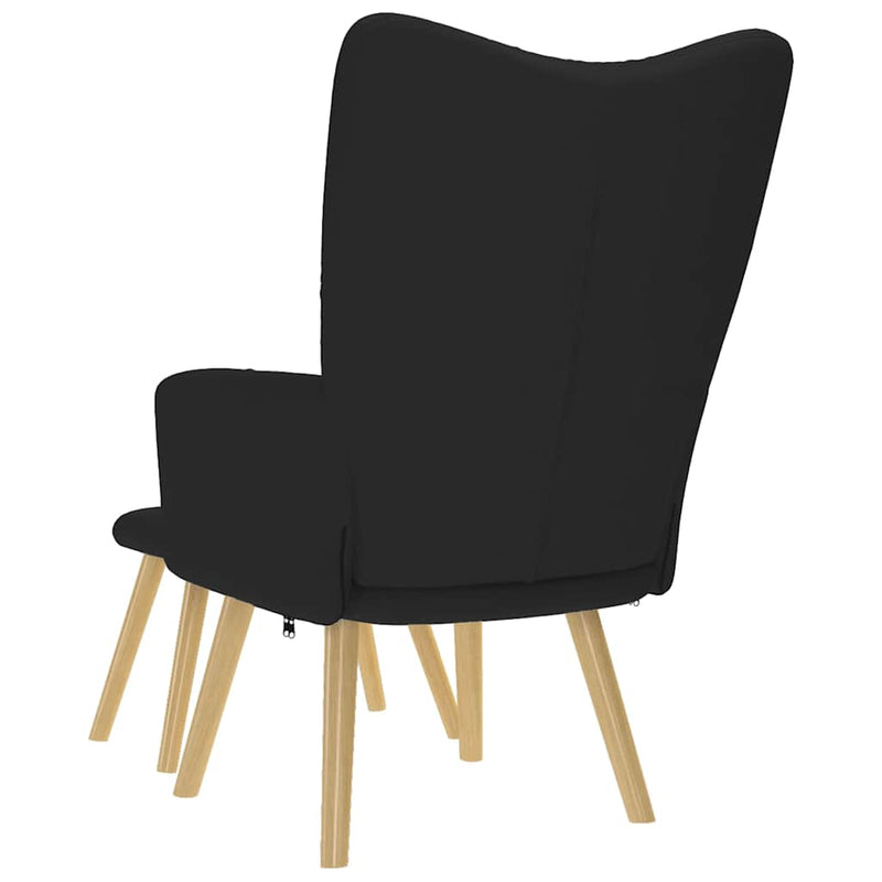 Scaun de relaxare cu taburet, negru, textil