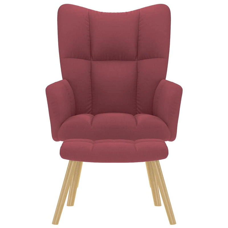 Scaun de relaxare cu taburet, roșu vin, textil