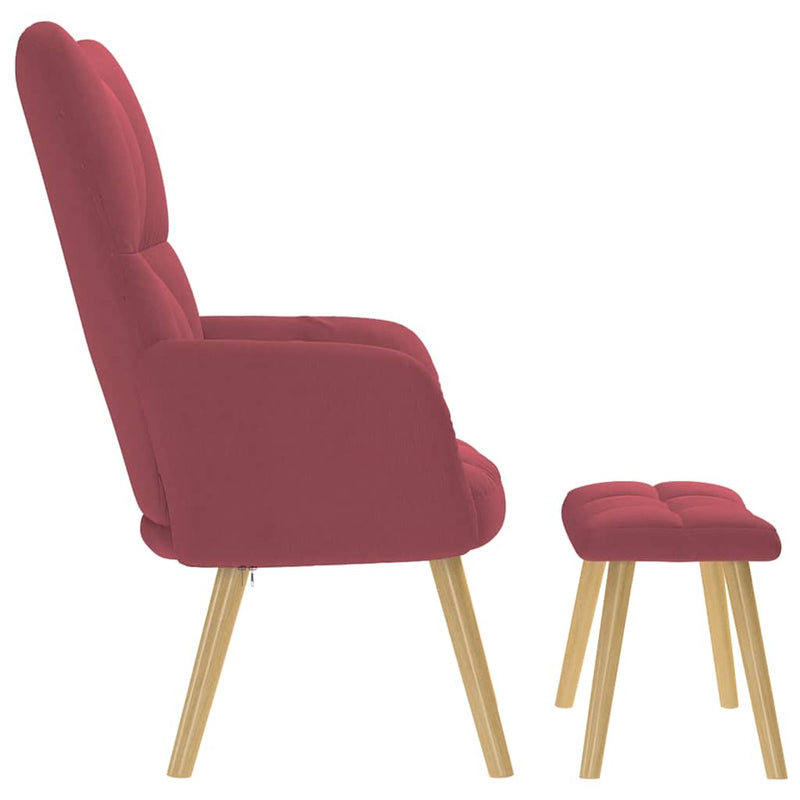 Scaun de relaxare cu taburet, roșu vin, textil