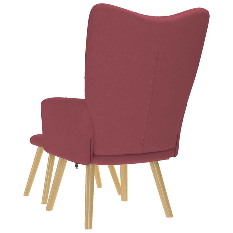 Scaun de relaxare cu taburet, roșu vin, textil