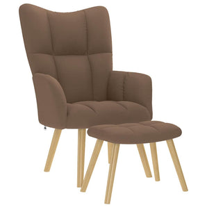 Scaun de relaxare cu taburet, maro, textil