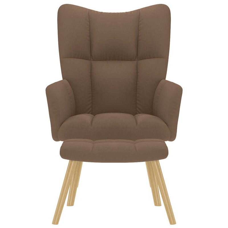 Scaun de relaxare cu taburet, maro, textil