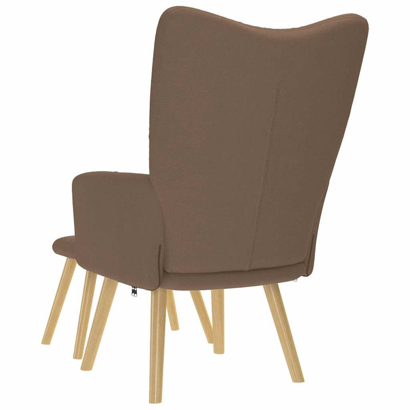 Scaun de relaxare cu taburet, maro, textil