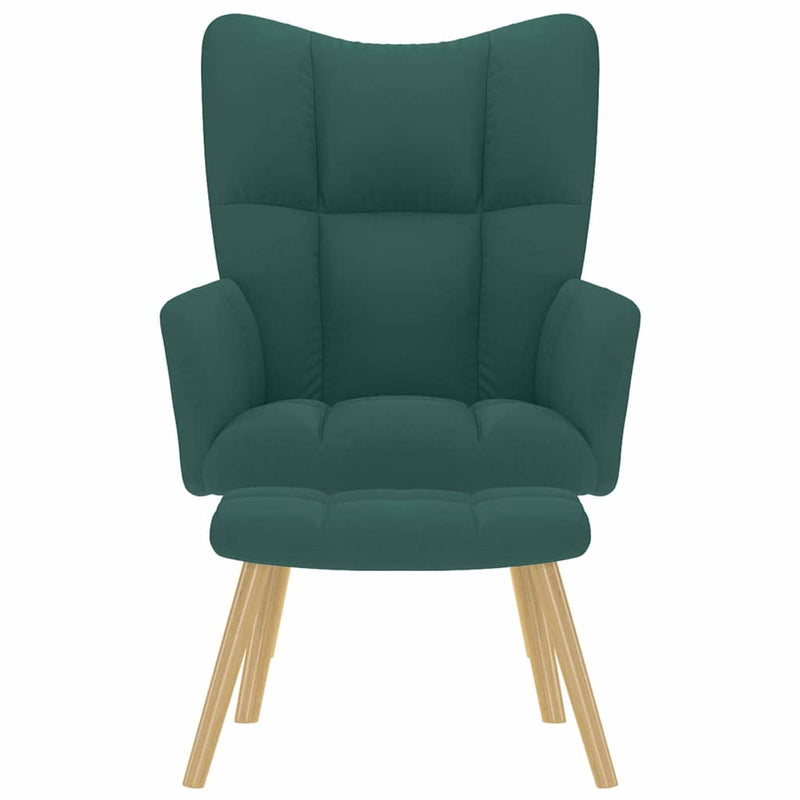 Scaun de relaxare cu taburet, verde închis, textil