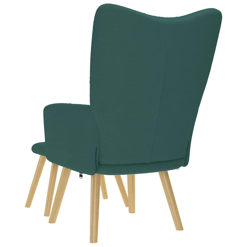 Scaun de relaxare cu taburet, verde închis, textil