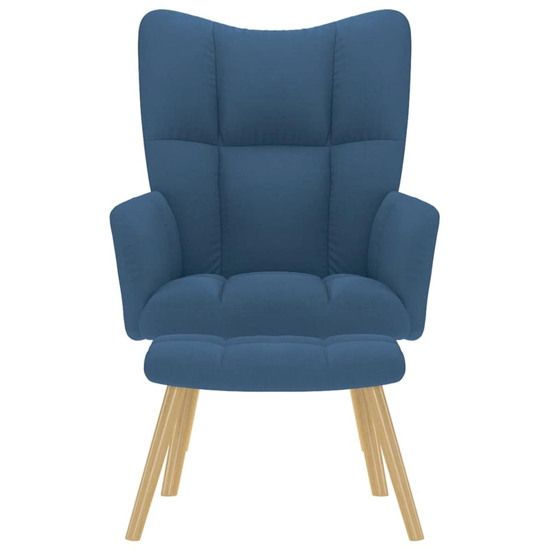 Scaun de relaxare cu taburet, albastru, textil