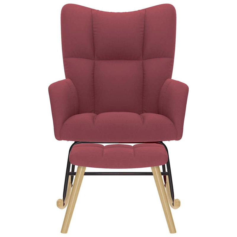 Scaun balansoar cu taburet, roșu vin, material textil