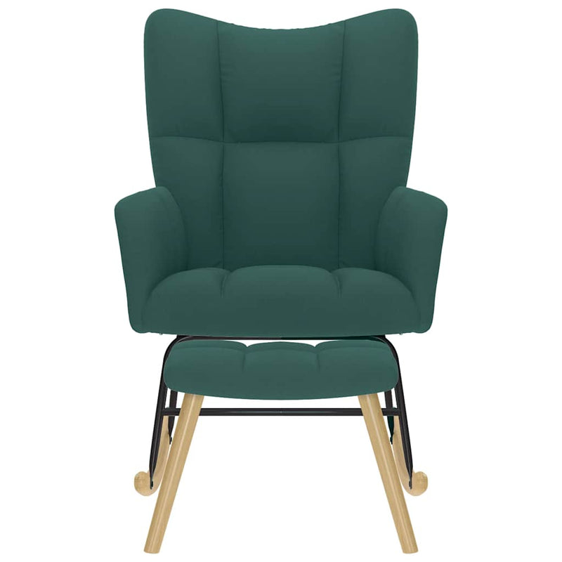 Scaun balansoar cu taburet, verde închis, textil