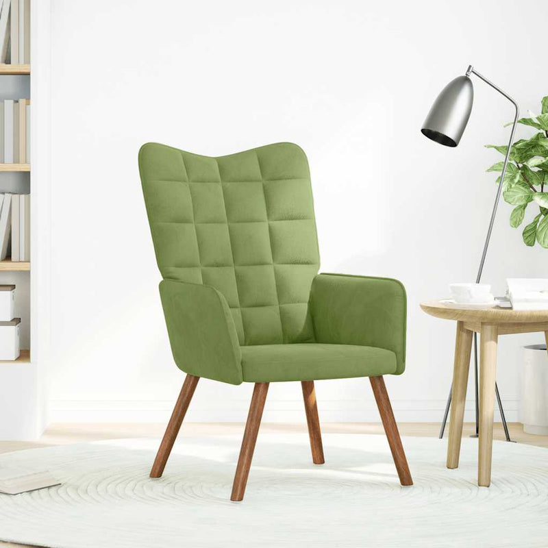 Scaun de relaxare, verde deschis, catifea
