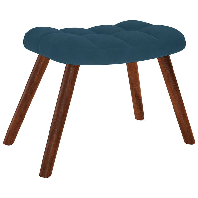 Scaun de relaxare cu taburet, albastru, catifea