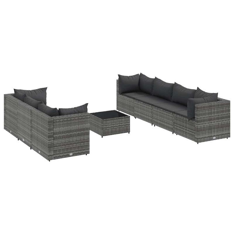 Set mobilier de grădină cu perne, 8 piese, gri, poliratan