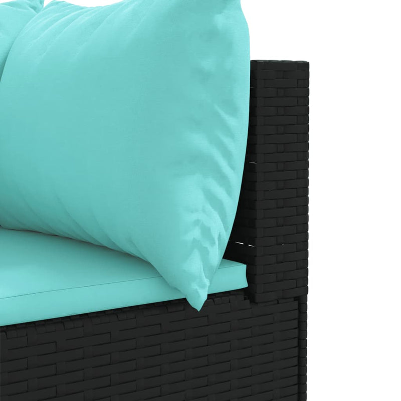 Set mobilier de grădină cu perne, 8 piese, negru, poliratan