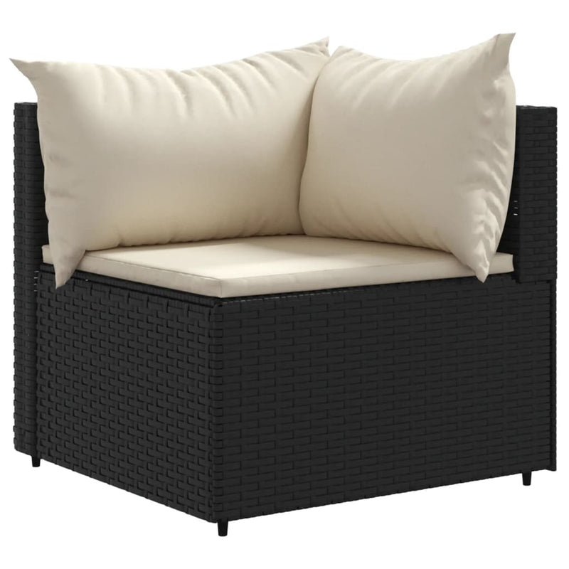 Set mobilier relaxare grădină 4 piese cu perne poliratan negru