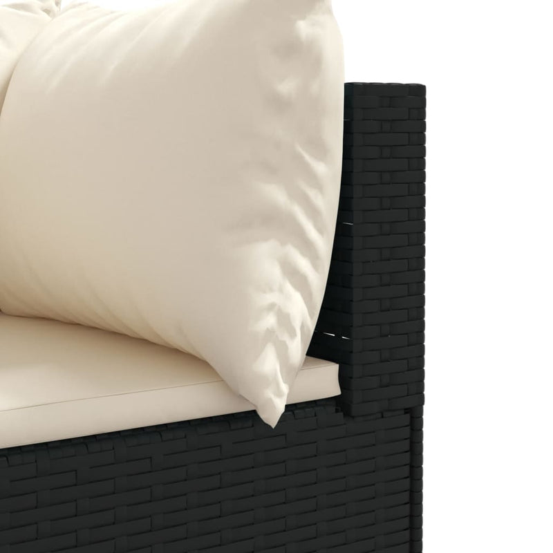 Set mobilier relaxare grădină 4 piese cu perne poliratan negru