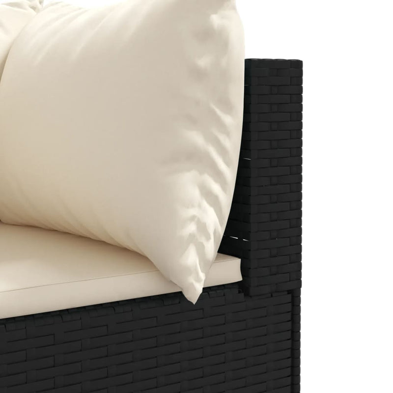 Set mobilier relaxare grădină 4 piese cu perne poliratan negru