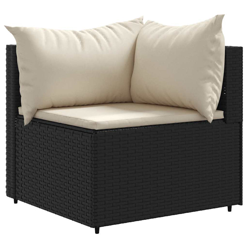 Set mobilier de grădină cu perne, 7 piese, negru, poliratan