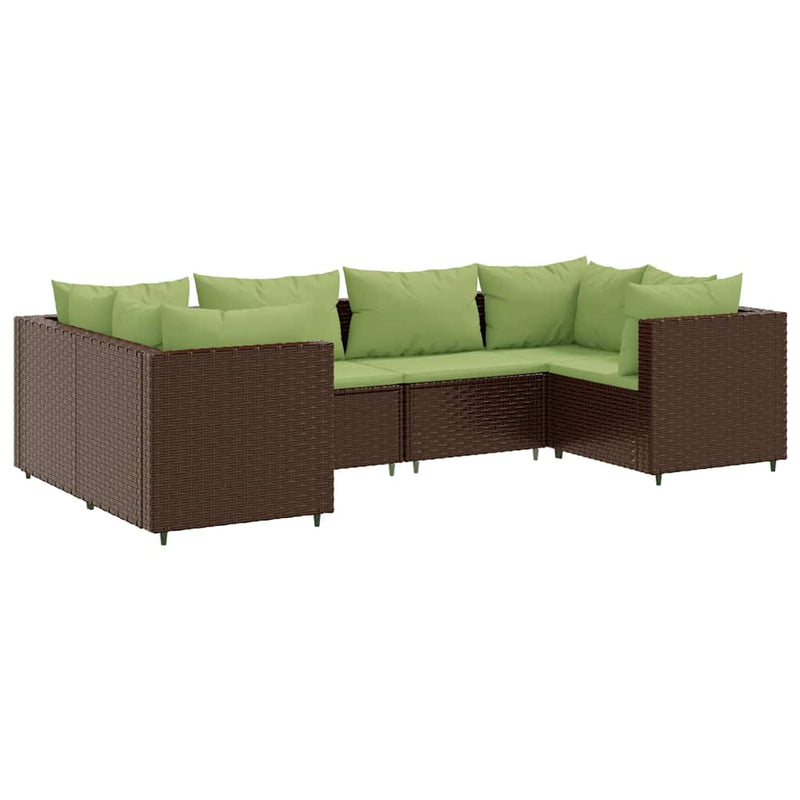 Set mobilier de grădină cu perne, 6 piese, maro, poliratan