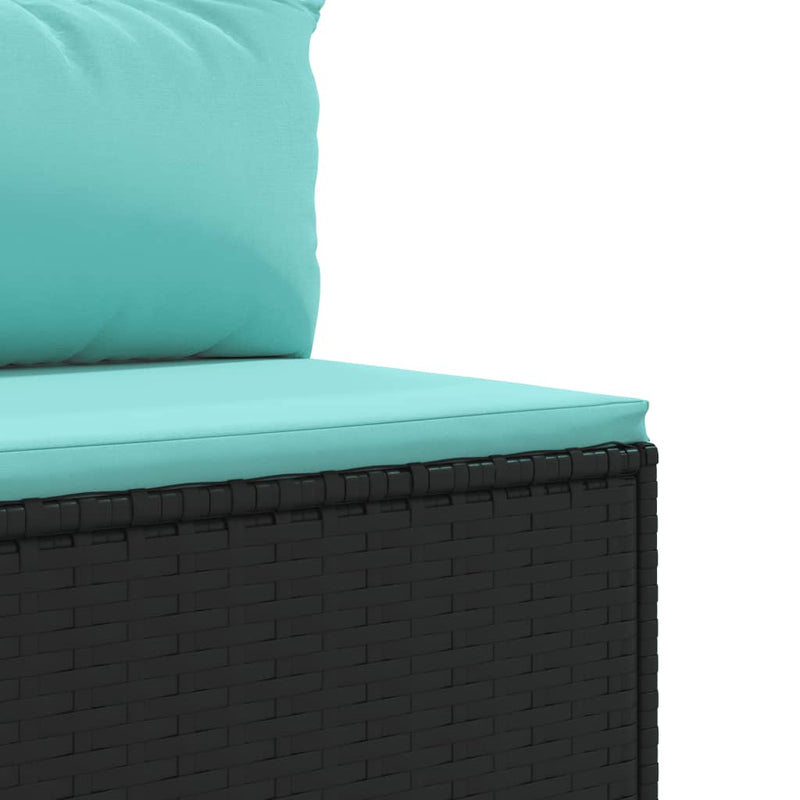 Set canapele de grădină cu perne, 11 piese, negru, poliratan