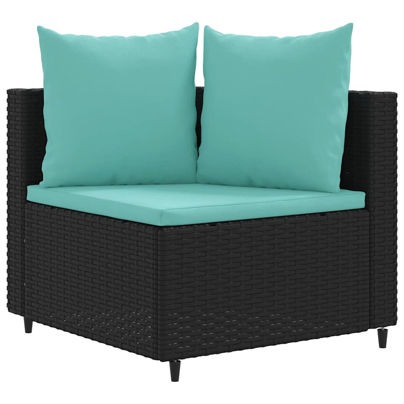 Set mobilier de grădină cu perne, 5 piese, negru, poliratan
