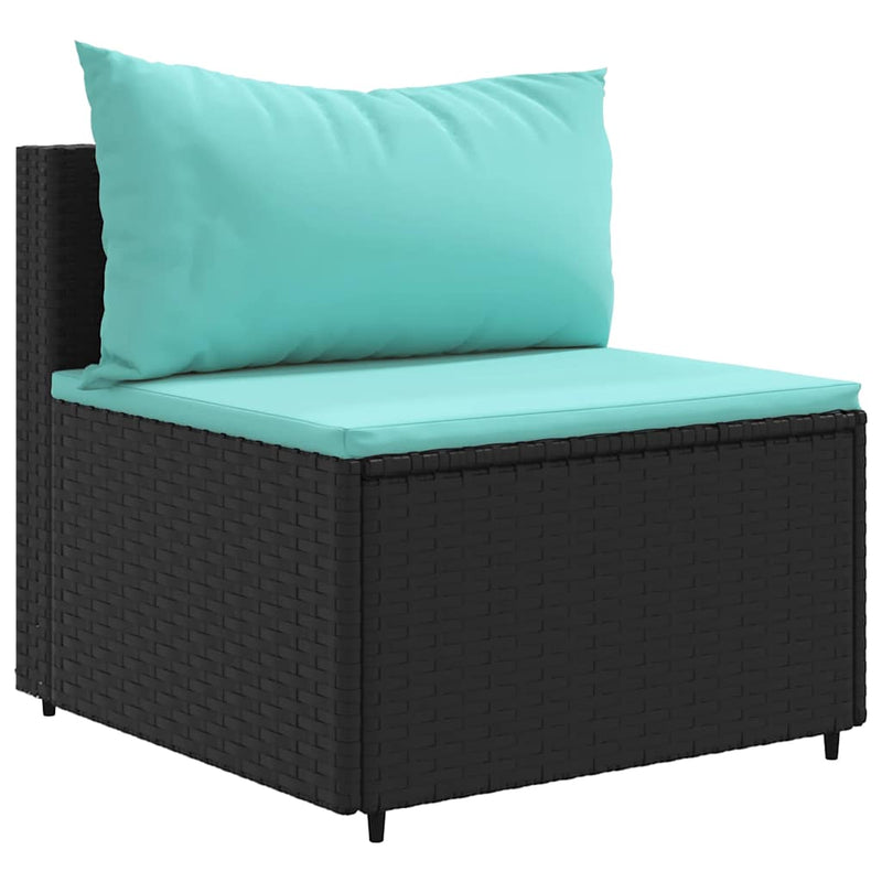 Set mobilier de grădină cu perne, 5 piese, negru, poliratan