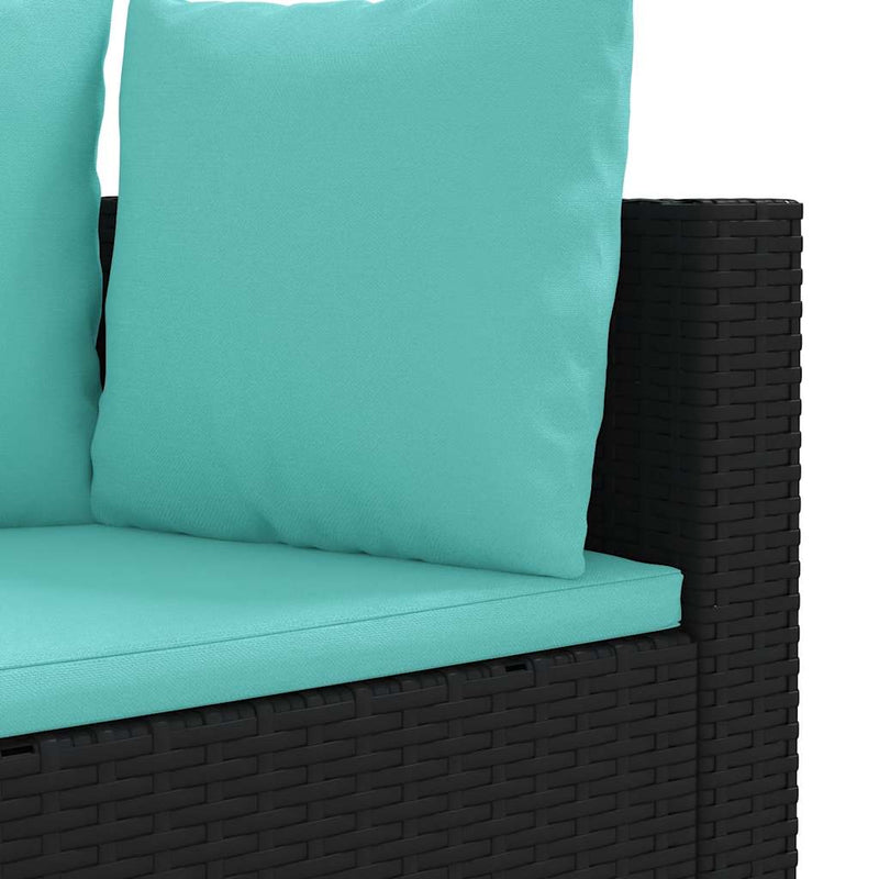 Set mobilier de grădină cu perne, 5 piese, negru, poliratan