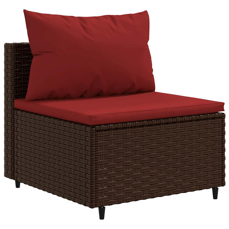 Set canapele de grădină cu perne, 9 piese, maro, poliratan