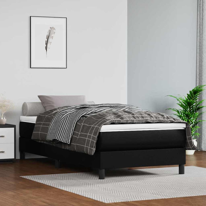 Saltea cu arcuri buzunar copii fermitate medie negru 80x160cm piele artificială