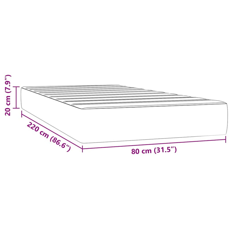 Saltea cu arcuri împachetate 80 x 220 x 20 cm Verde închis