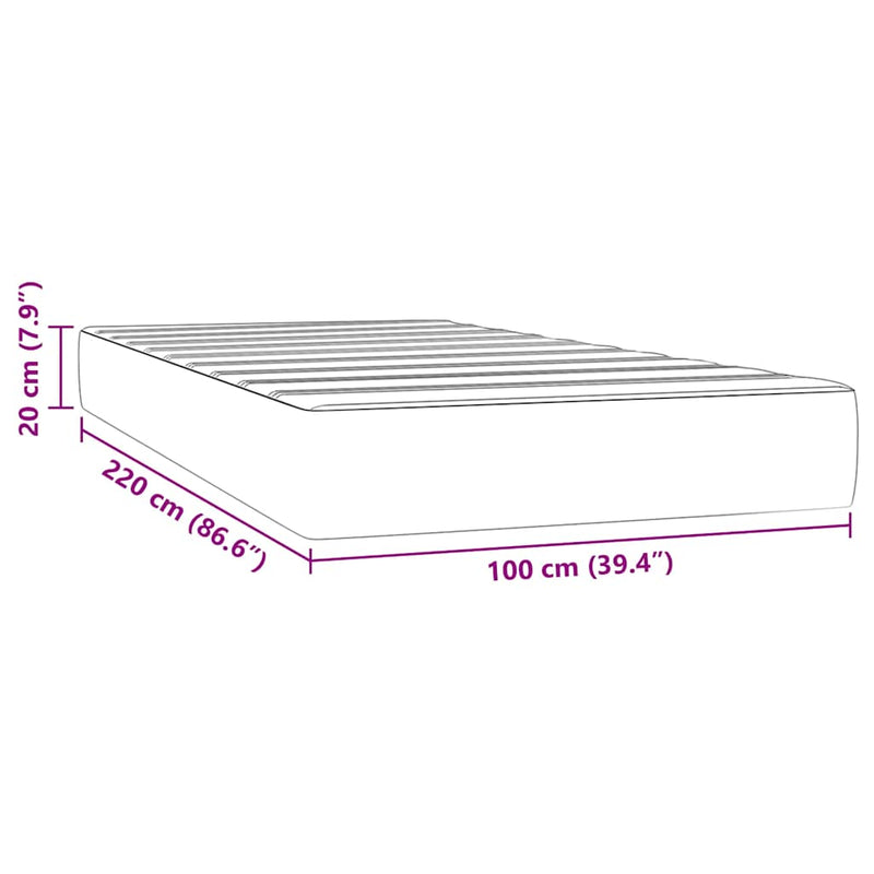 Saltea cu arcuri împachetate 100 x 220 x 20 cm Gri deschis
