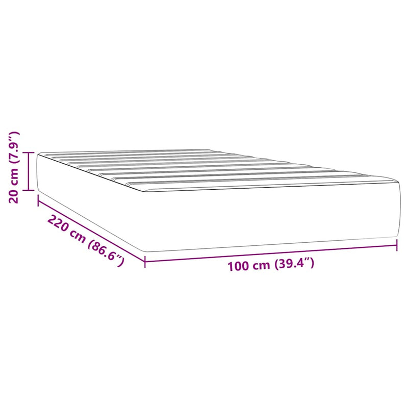 Saltea cu arcuri împachetate 100 x 220 x 20 cm Albastru închis