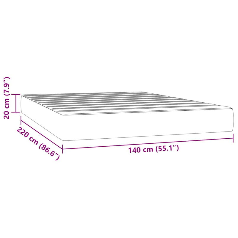 Saltea cu arcuri împachetate 140 x 220 x 20 cm Roz