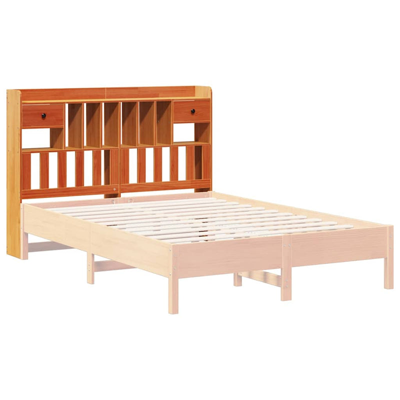 Tăblie de pat cu depozitare maro ceruit, 150 cm, lemn masiv pin