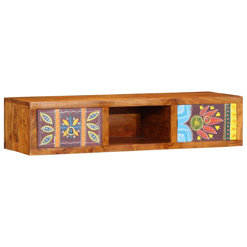 Dulap TV de perete multicolor 100x30x22 lemn masiv de salcam
