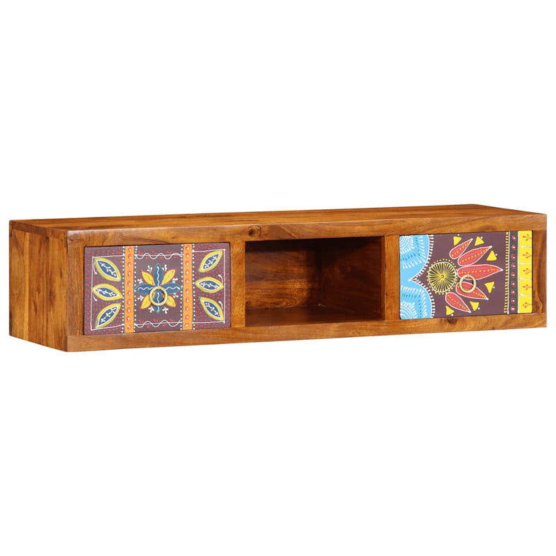 Dulap TV de perete multicolor 100x30x22 lemn masiv de salcam