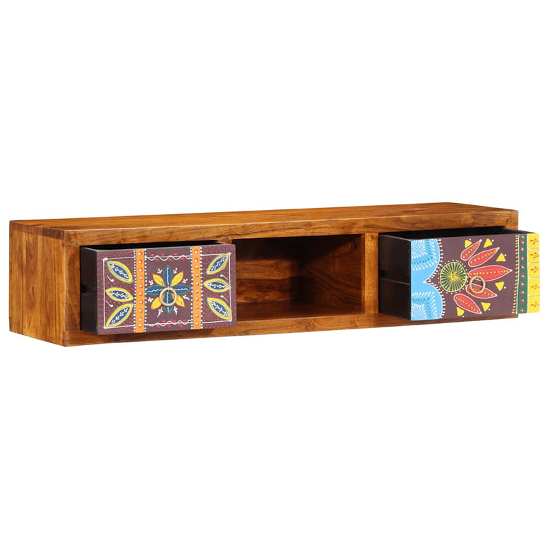 Dulap TV de perete multicolor 100x30x22 lemn masiv de salcam