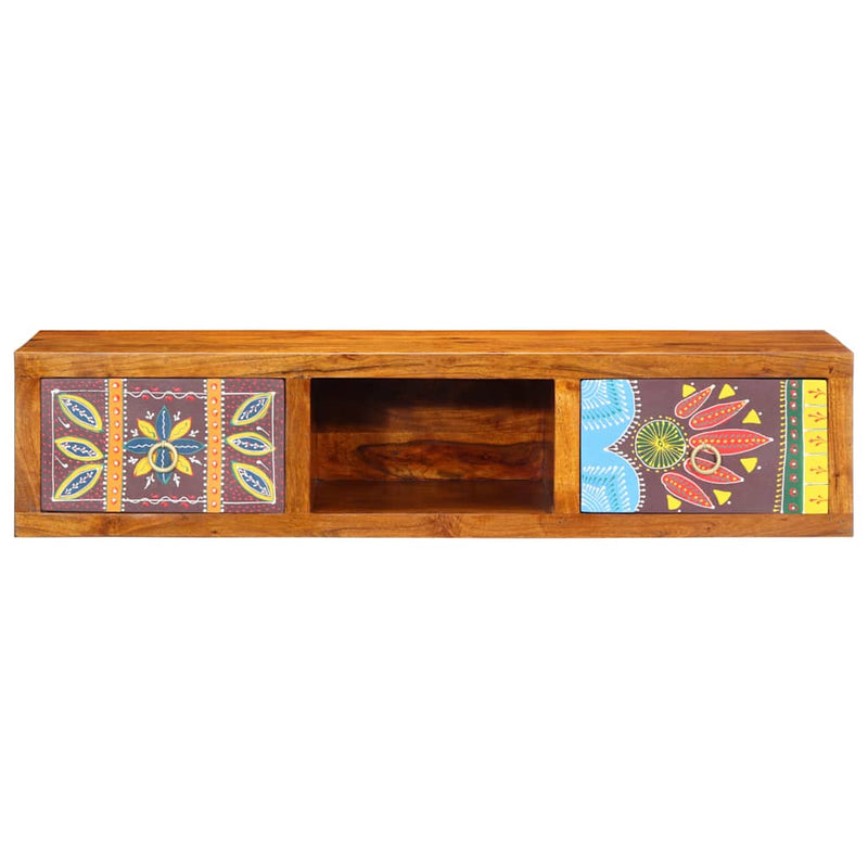 Dulap TV de perete multicolor 100x30x22 lemn masiv de salcam