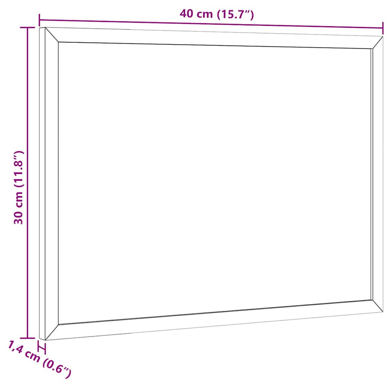 Tablă cu cadru din lemn masiv de pin negru 40x30 cm
