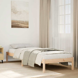 Cadru pat foarte lung fără saltea, 100x220 cm, lemn masiv pin