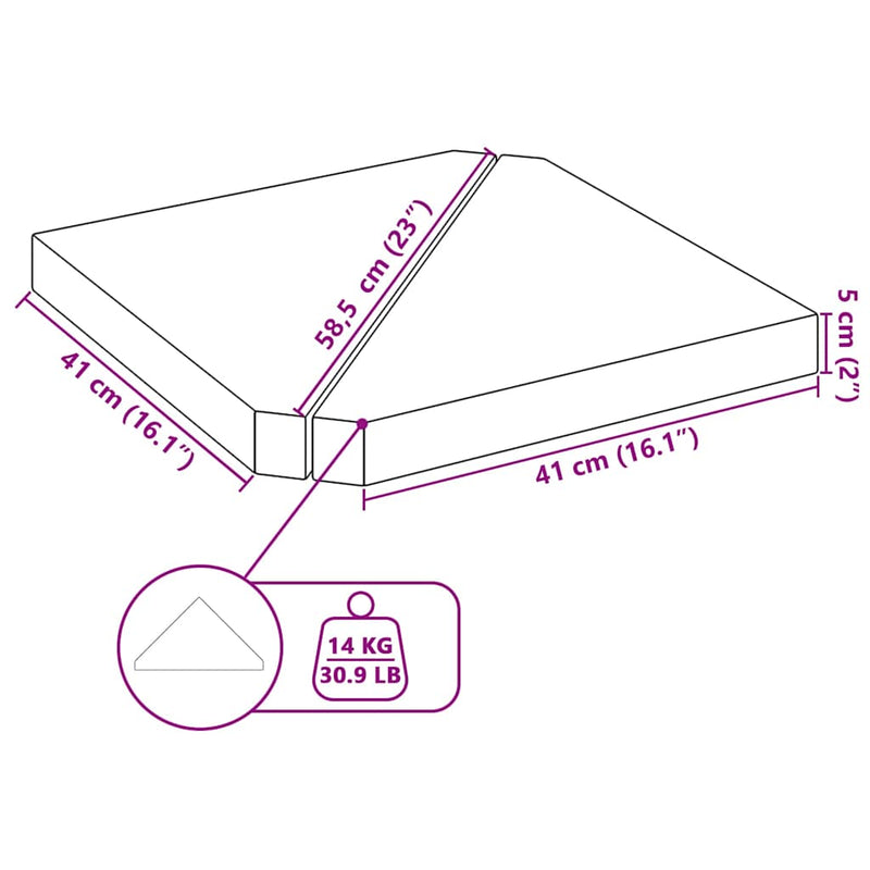 Discuri de greutăți tip umbrelă, 2 buc., triunghiulare, gri granit, 14 kg