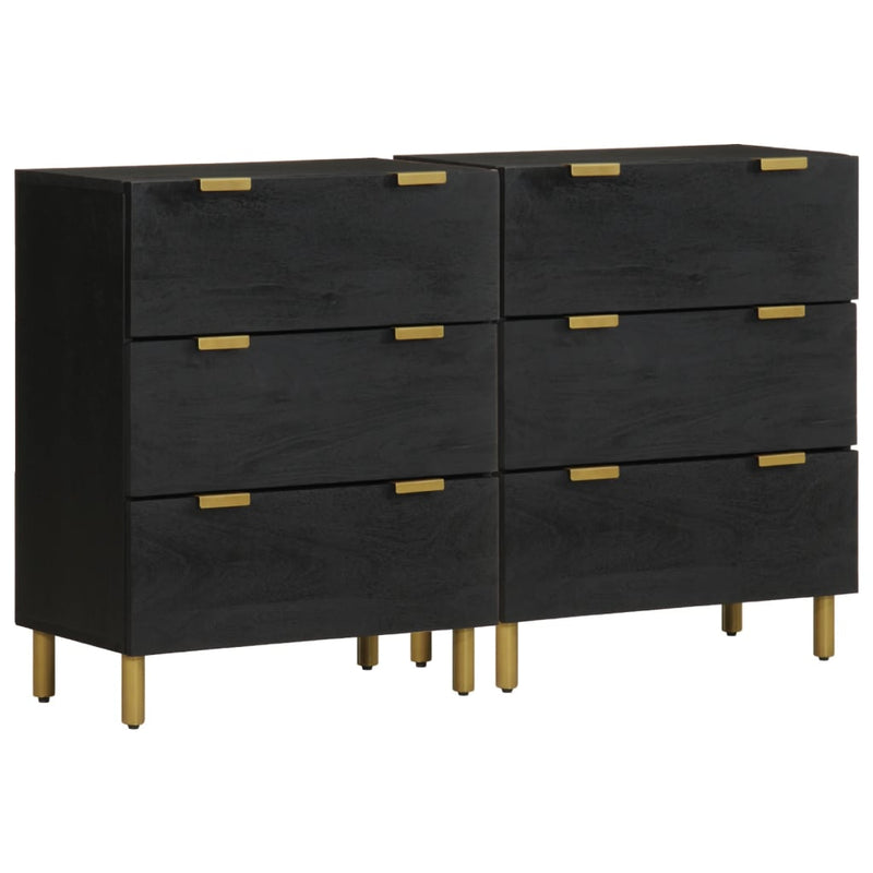 Dulapuri, 2 buc., negru, 60x33x75 cm, lemn prelucrat