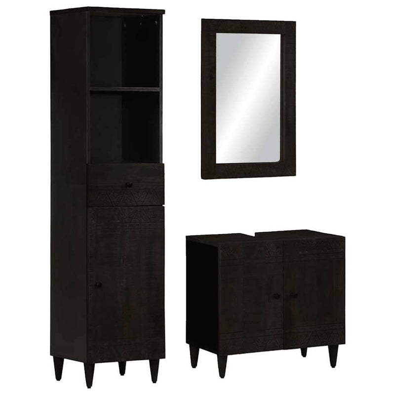 Set mobilier de baie, 3 piese, lemn masiv de mango